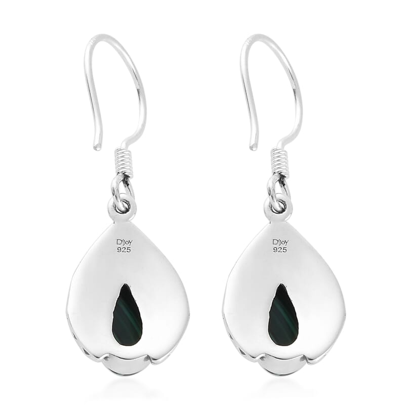 African Malachite Earrings in Sterling Silver 4.00 ctw
