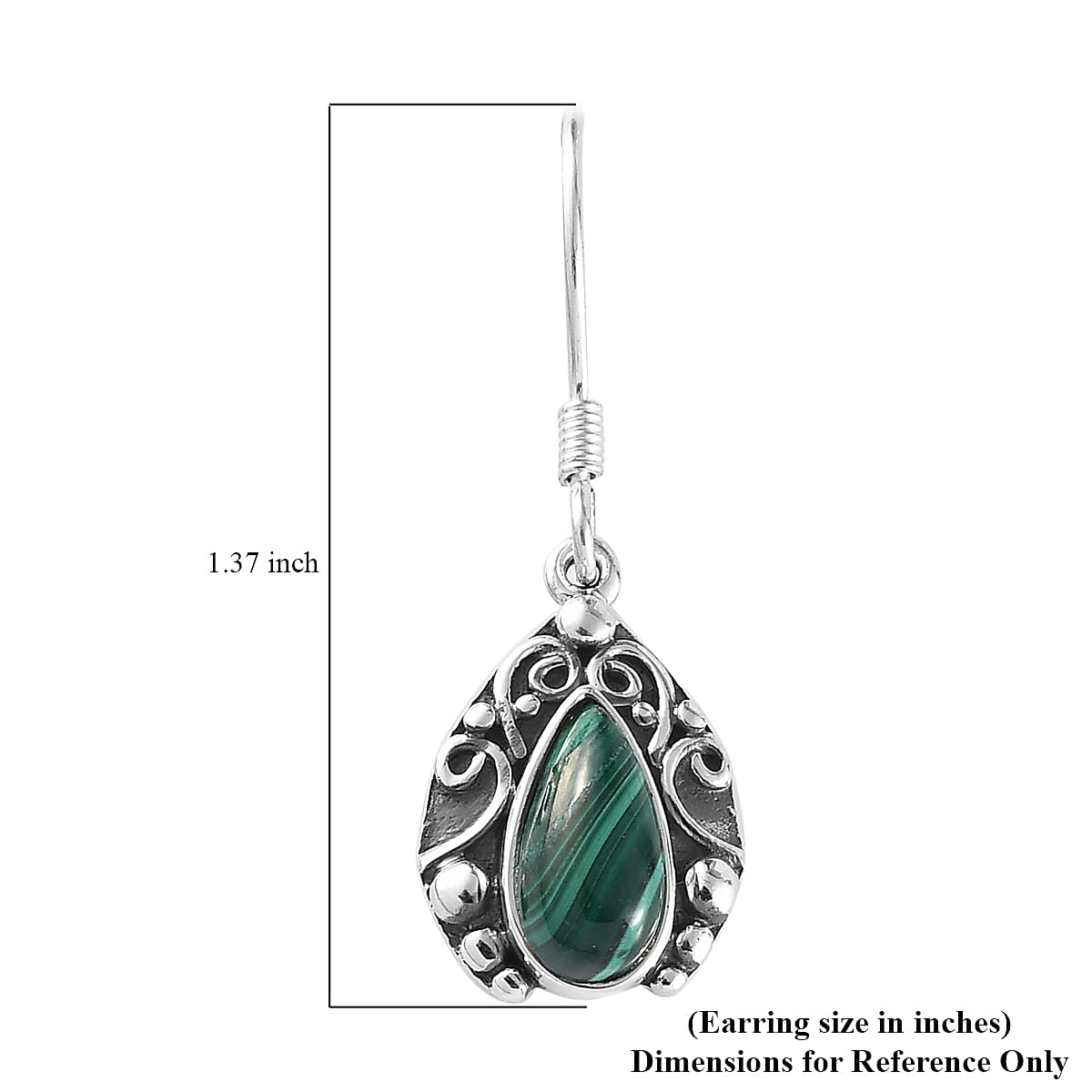 African Malachite Earrings in Sterling Silver 4.00 ctw