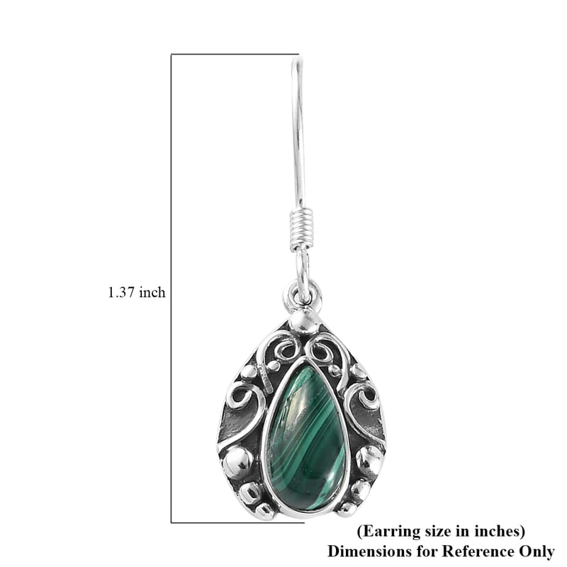 African Malachite Earrings in Sterling Silver 4.00 ctw