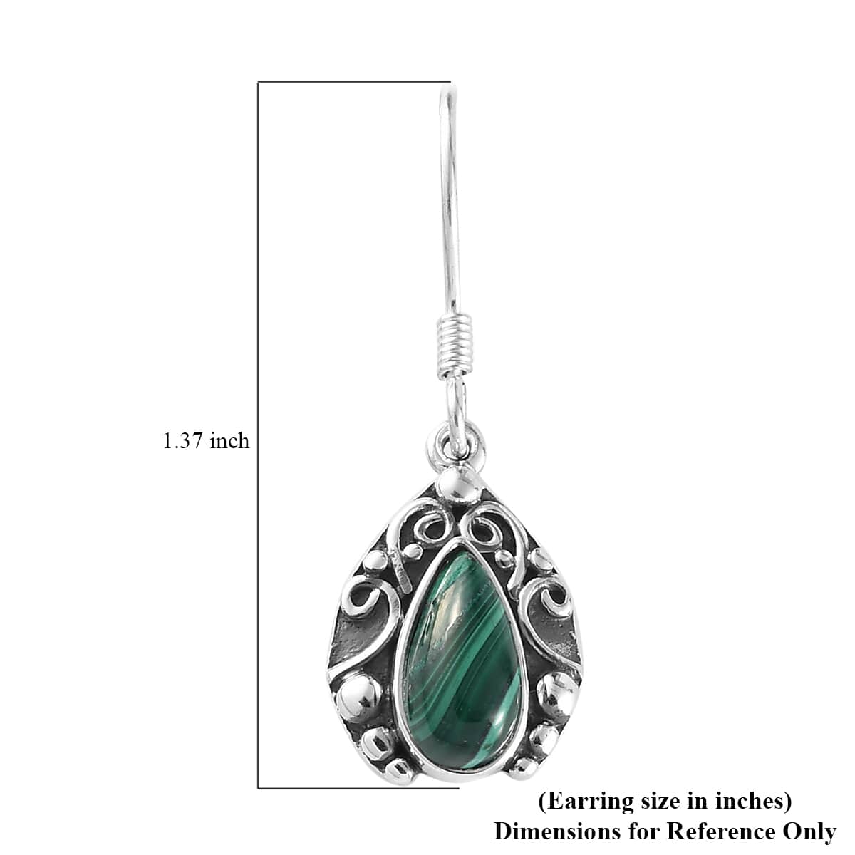 African Malachite Earrings in Sterling Silver 4.00 ctw image number 6