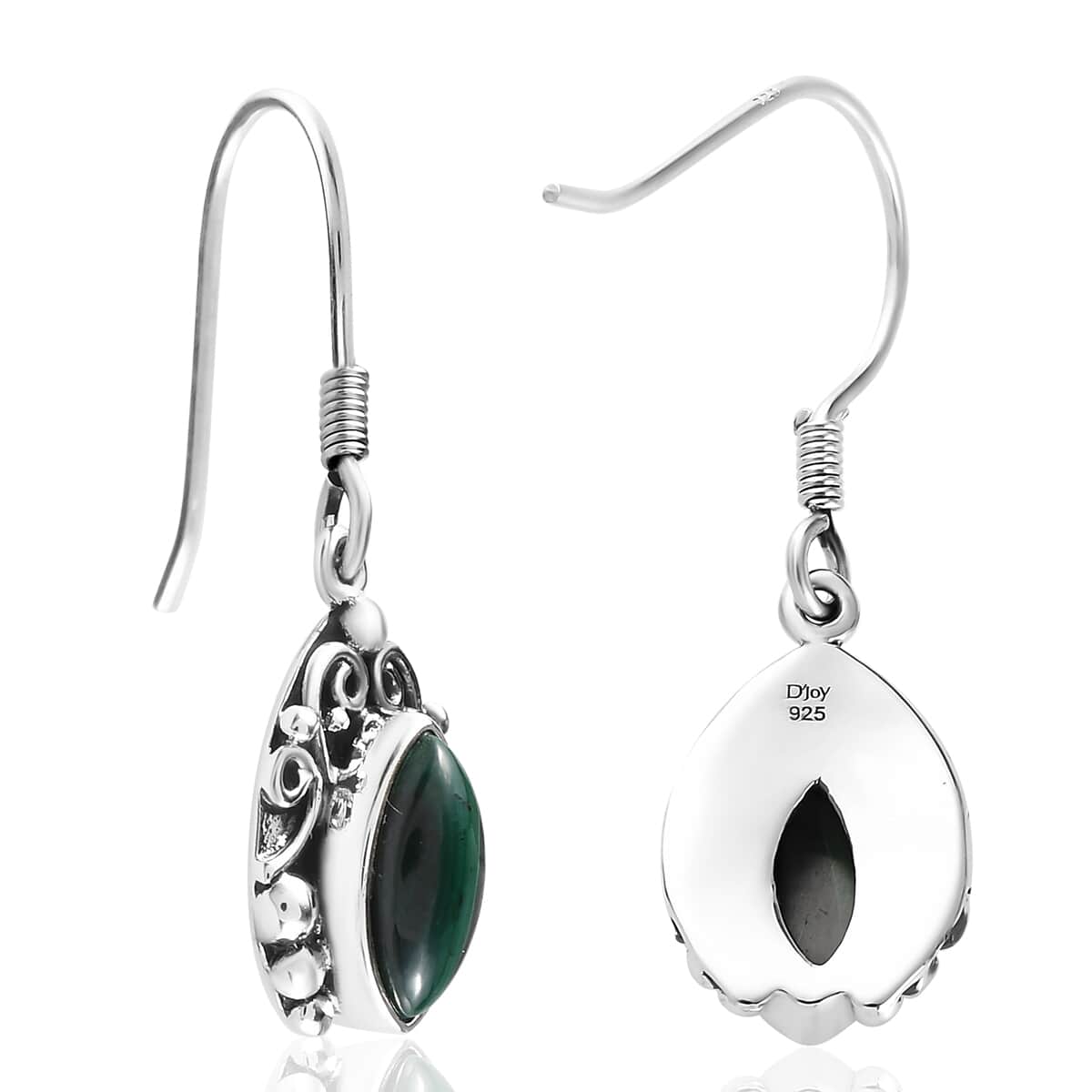 African Malachite Earrings in Sterling Silver 3.00 ctw image number 5