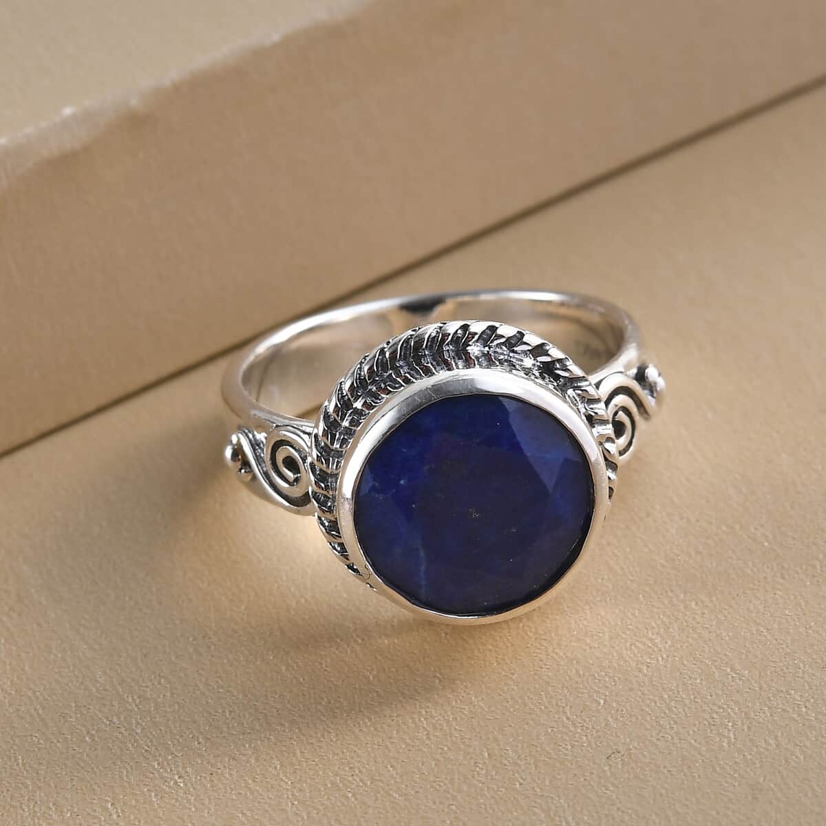 Lapis Lazuli Solitaire Ring in Sterling Silver 3.90 ctw image number 3