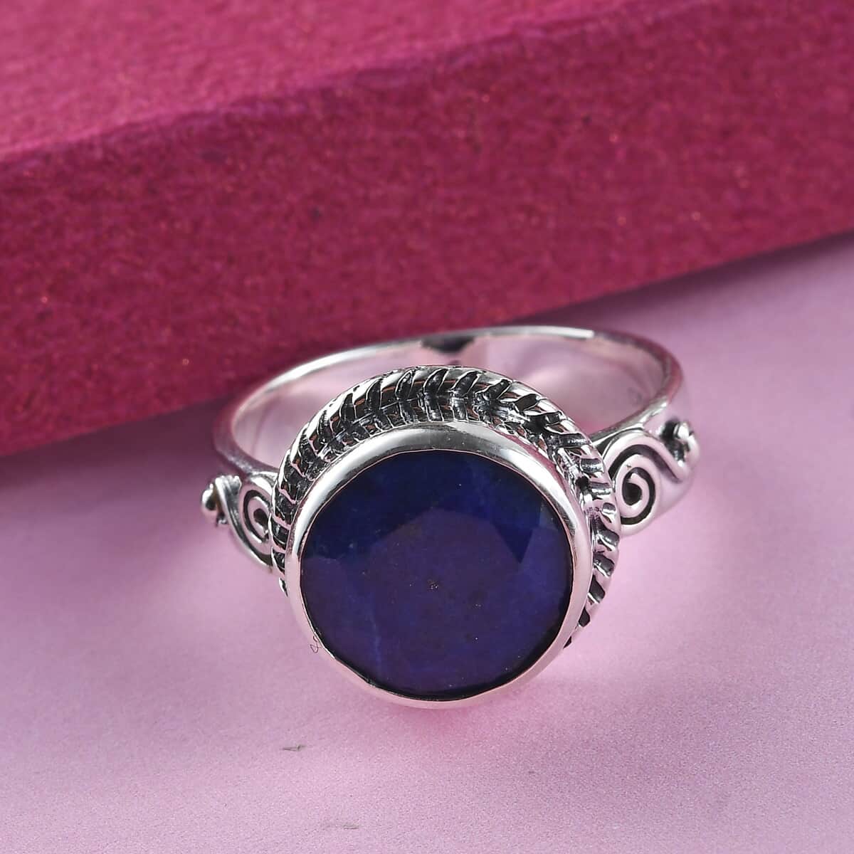 Lapis Lazuli Solitaire Ring in Sterling Silver 3.90 ctw image number 4