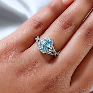 Blue Zircon and Multi Gemstone 3.23 ctw Ring in Platinum Over Sterling Silver (Size 6.5)