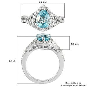 Blue Zircon and Multi Gemstone 3.23 ctw Ring in Platinum Over Sterling Silver (Size 6.5)