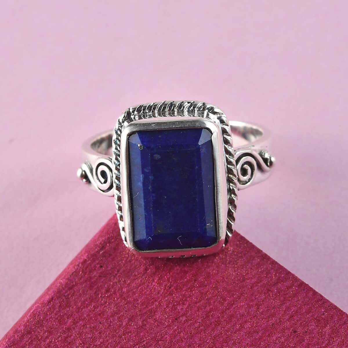 Lapis Lazuli Solitaire Ring in Sterling Silver (Size 6.0) 5.20 ctw image number 3
