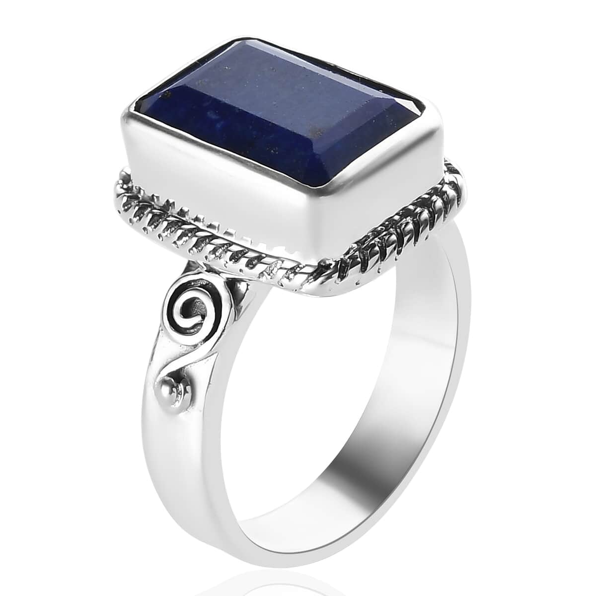 Lapis Lazuli Solitaire Ring in Sterling Silver (Size 6.0) 5.20 ctw image number 5