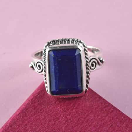 Lapis Lazuli Solitaire Ring in Sterling Silver (Size 9) 5.20 ctw image number 3