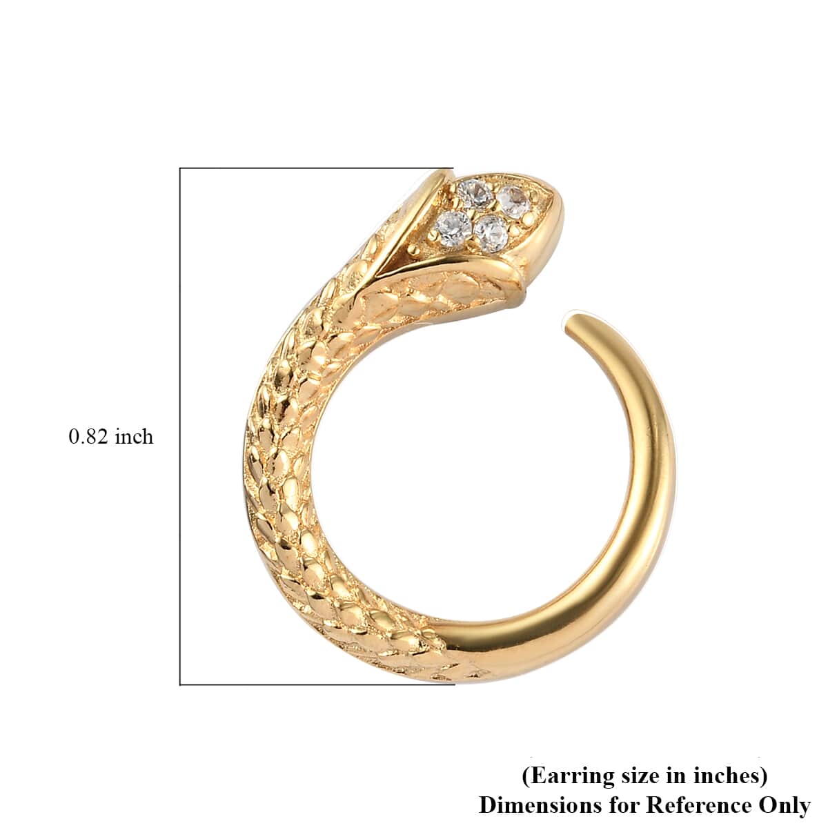 KARIS Natural White Zircon The Circle of Life Snake Hoop Earrings in 18K YG Plated 0.15 ctw image number 4