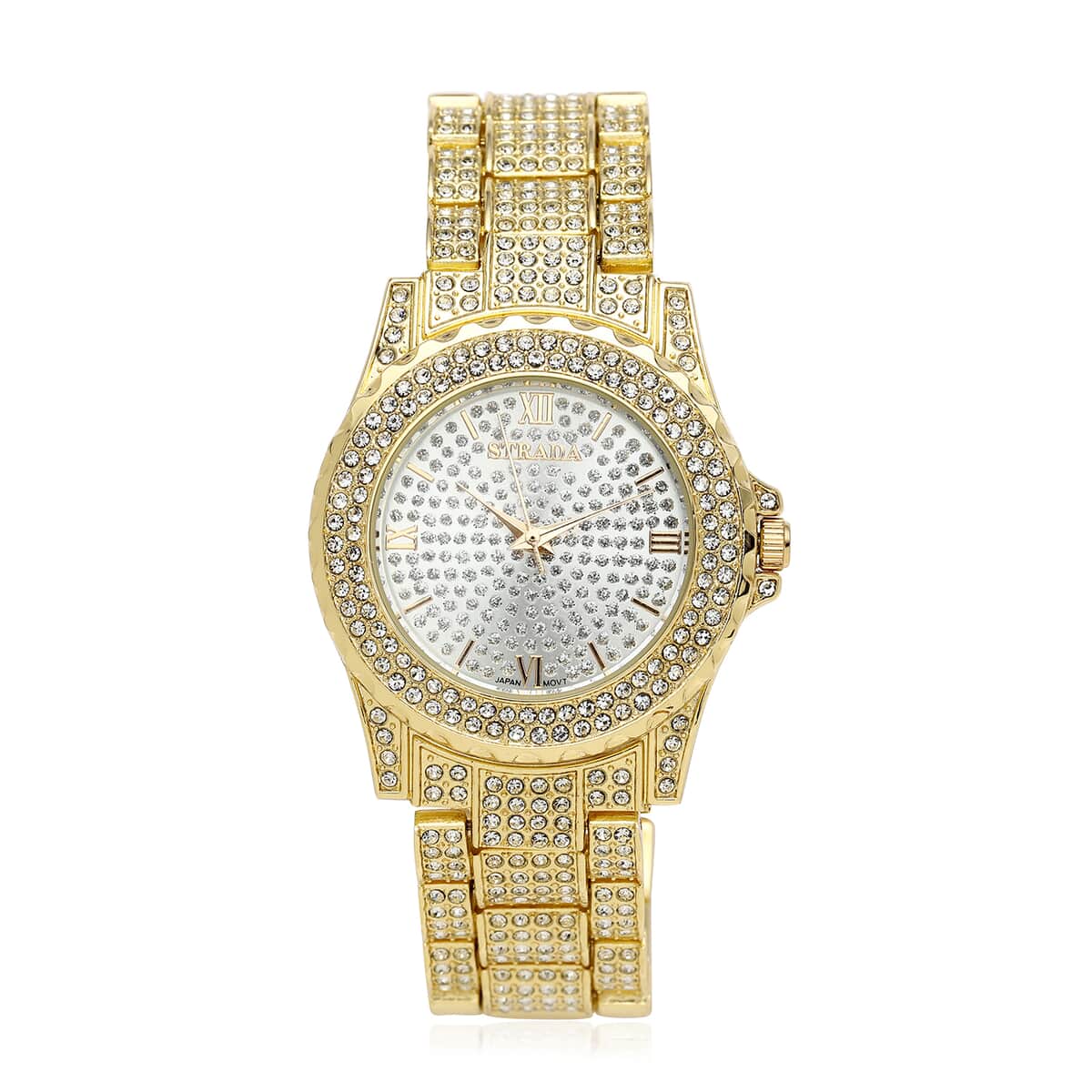 Strada Austrian Crystal Japanese Movement Watch in Goldtone Strap image number 0