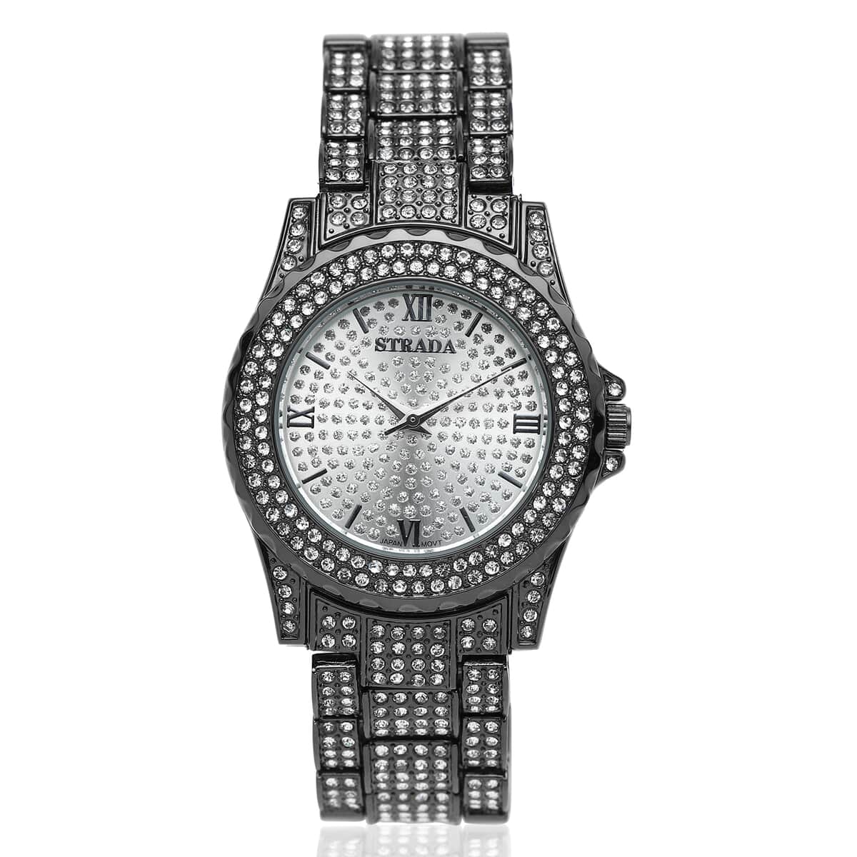 Strada Austrian Crystal Japanese Movement Watch in Blacktone Strap image number 0