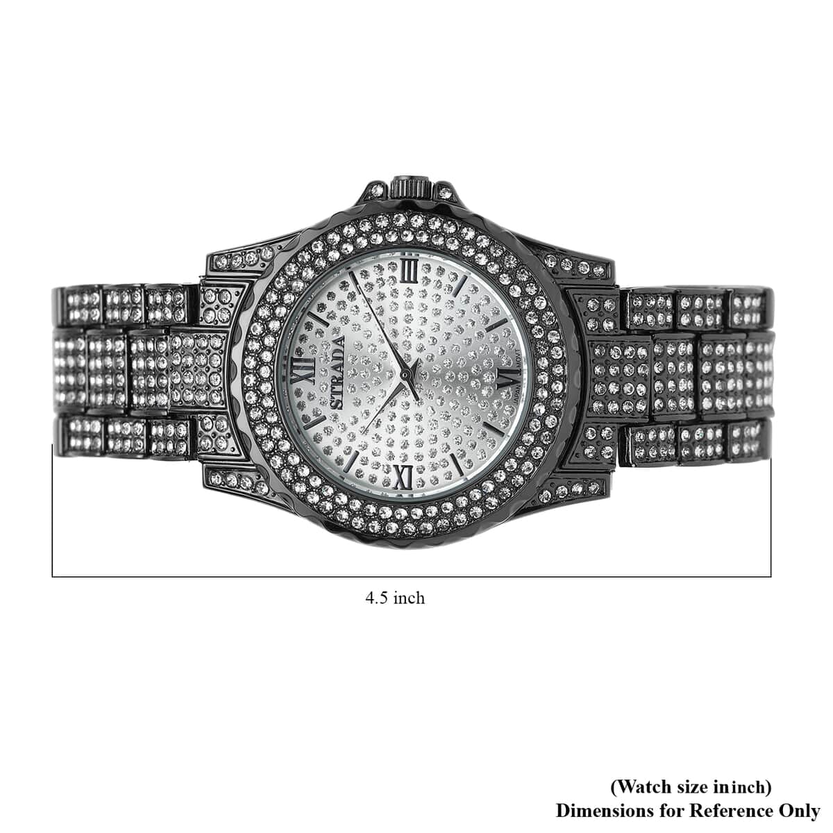 Strada Austrian Crystal Japanese Movement Watch in Blacktone Strap image number 6