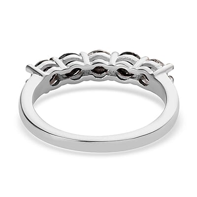 Black Diamond Band Ring in Rhodium and Platinum Over Sterling Silver (Size 10.0) 1.00 ctw
