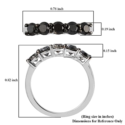 Black Diamond Band Ring in Rhodium and Platinum Over Sterling Silver (Size 10.0) 1.00 ctw