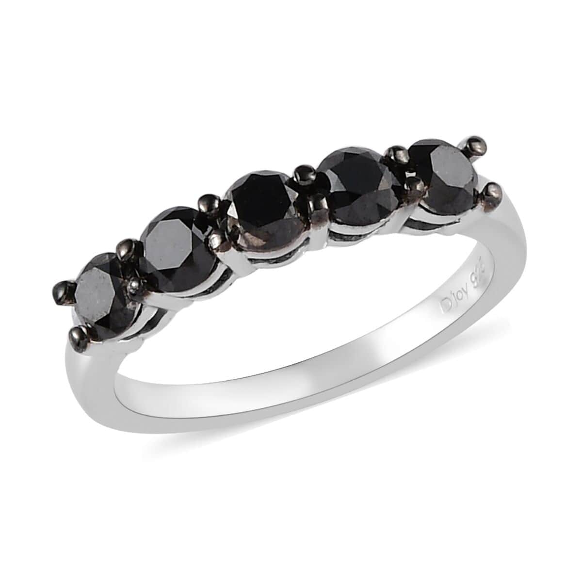 Black Diamond Band Ring in Rhodium and Platinum Over Sterling Silver (Size 6.0) 1.00 ctw image number 0