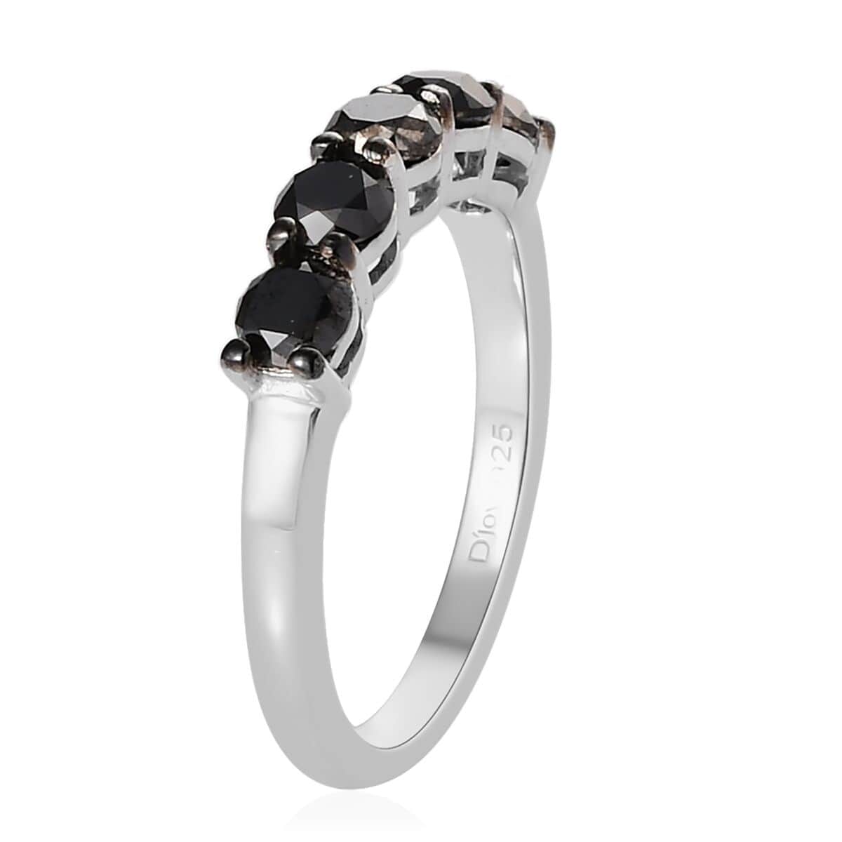 Black Diamond Band Ring in Rhodium and Platinum Over Sterling Silver (Size 6.0) 1.00 ctw image number 3