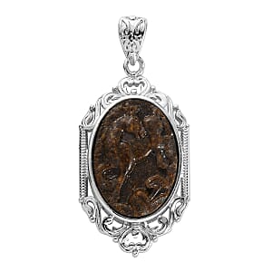 Freshened Tiger Eye Pendant in Platinum Over Copper with Magnet 10.00 ctw