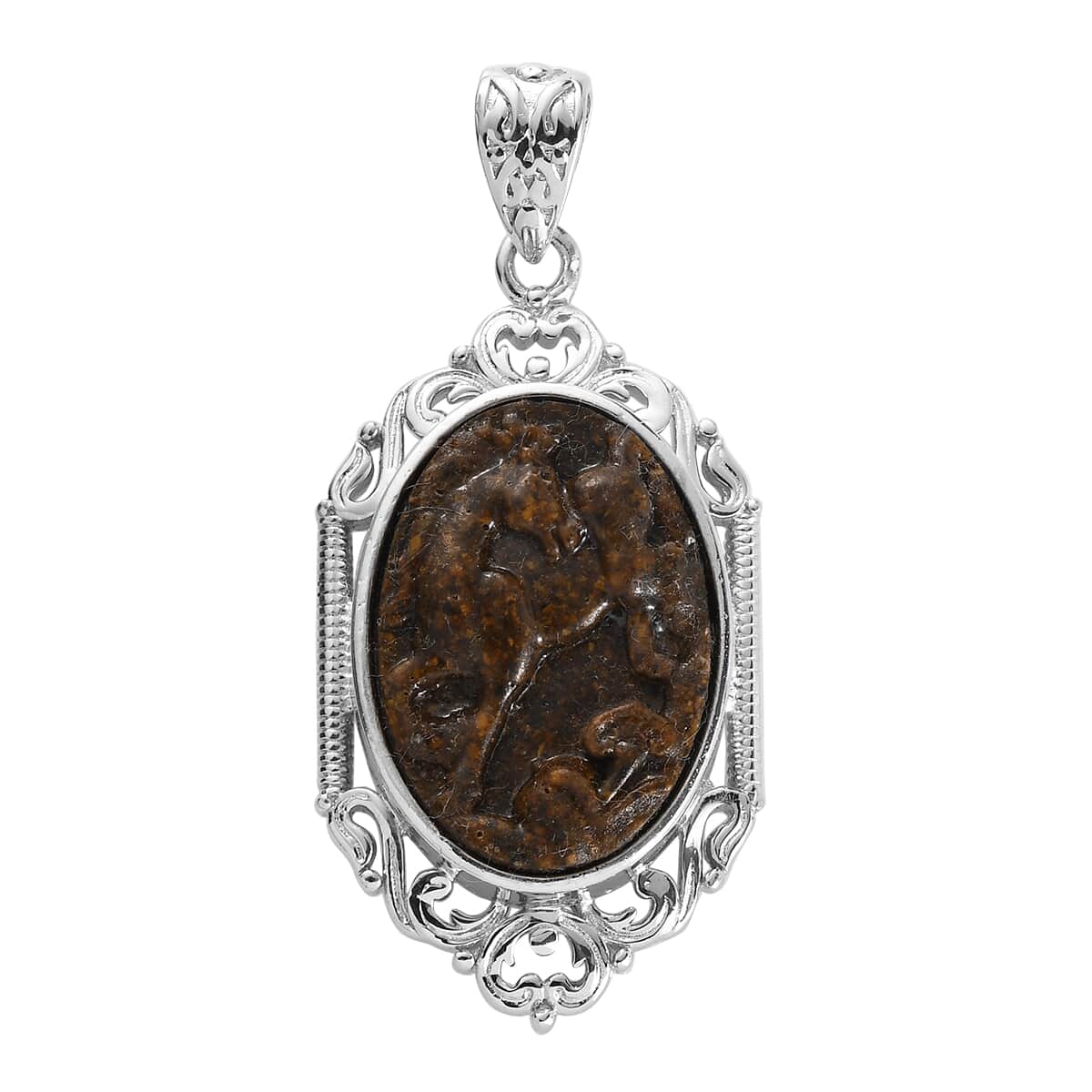 Freshened Tiger Eye Pendant in Platinum Over Copper with Magnet 10.00 ctw image number 0