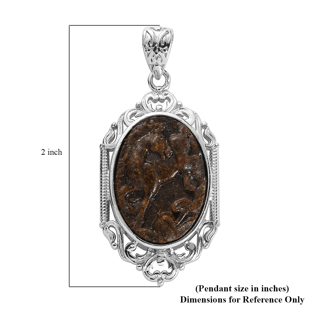 Freshened Tiger Eye Pendant without Chain in Platinum Over Copper with Magnet 10.00 ctw