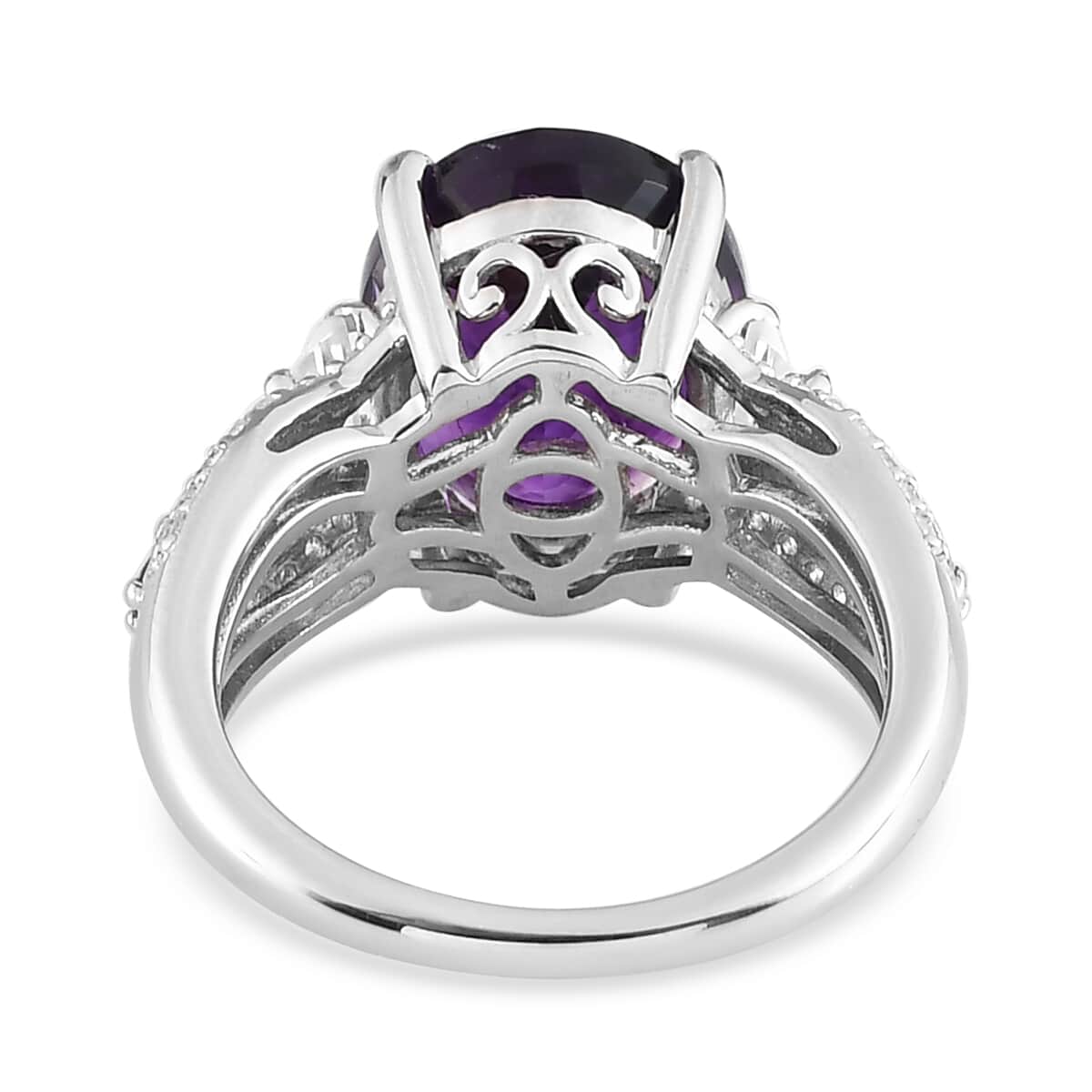 Moroccan Amethyst and Multi Gemstone Ring in Platinum Over Sterling Silver 5.70 ctw image number 4