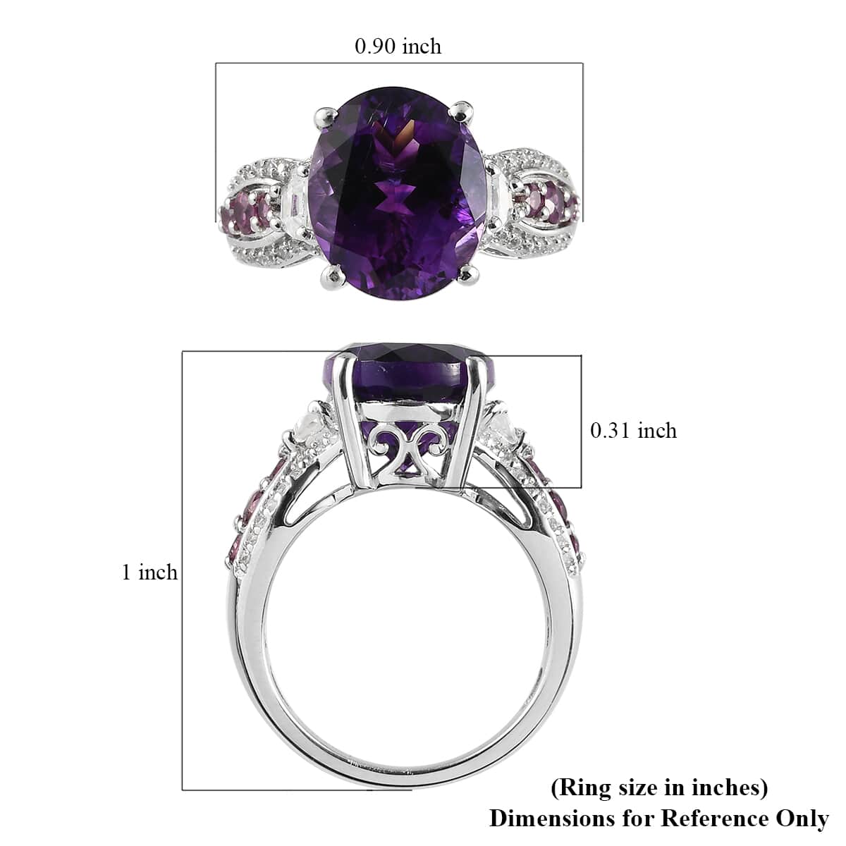 Moroccan Amethyst and Multi Gemstone Ring in Platinum Over Sterling Silver 5.70 ctw image number 5