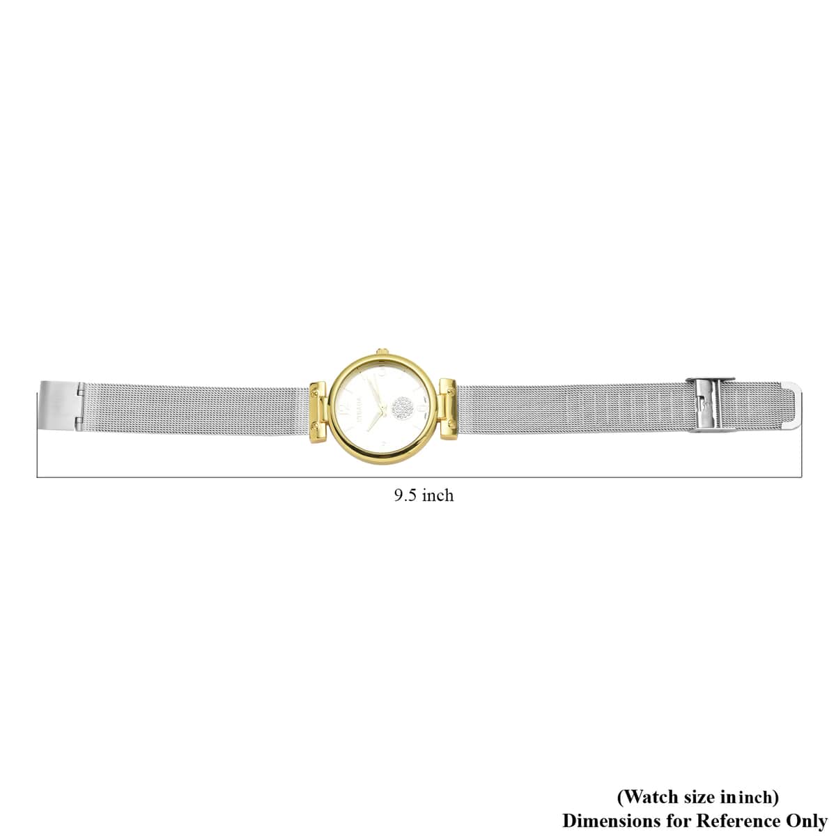 STRADA Austrian Crystal Japanese Movement Watch in Goldtone with Stainless Steel Mesh Strap image number 6