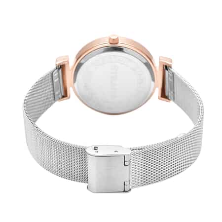 Strada Austrian Crystal Japanese Movement Rose Dial Watch with Stainless Steel Mesh Strap (35mm) image number 5