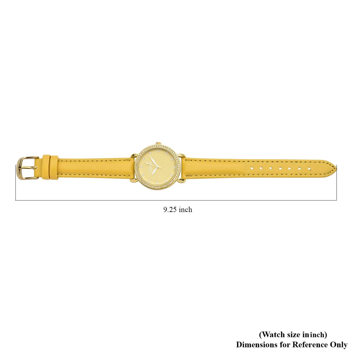 Strada Simulated Diamond Japanese Movement Watch in Rosetone with Yellow Faux Leather Strap 0.50 ctw image number 6