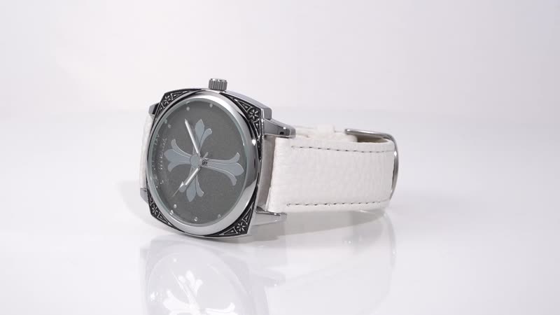 STRADA Japanese Movement Cross Pattern Dial Watch with White Faux Leather Strap