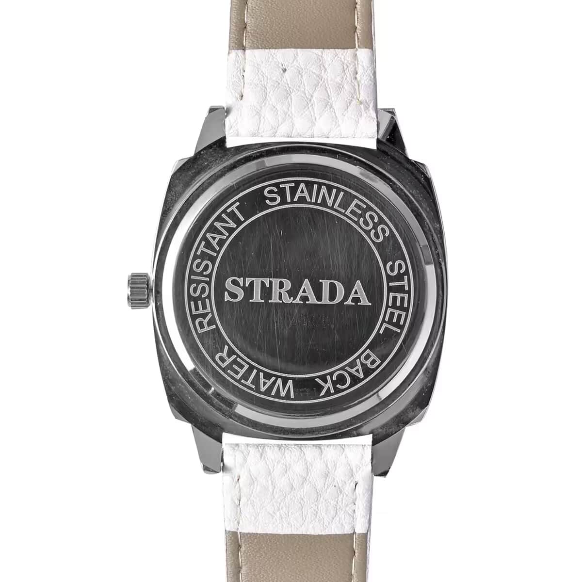 Strada Japanese Movement Cross Pattern Dial Watch with White Vegan Leather Strap image number 8