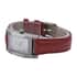 Strada Simulated Diamond Japanese Movement Rectangle Dial Watch in Silvertone with Cranberry Vegan Leather Strap (36mm) 0.40 ctw image number 4