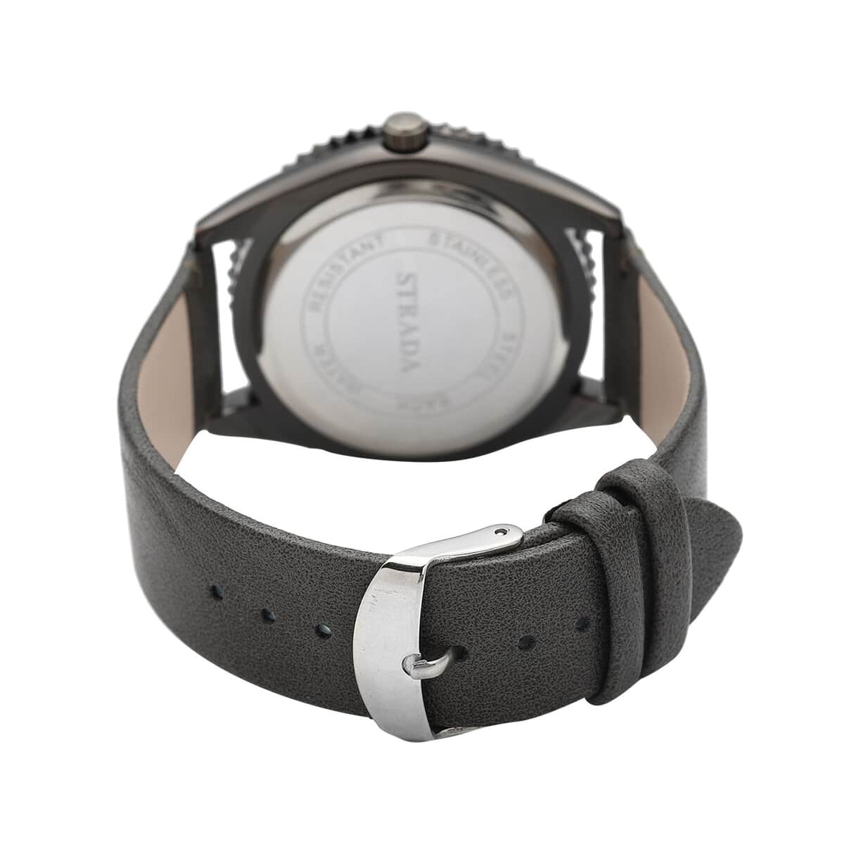 Strada Japanese Movement Watch with Dark Gray Faux Leather Strap (42mm) (8.25-9.25Inches) image number 5