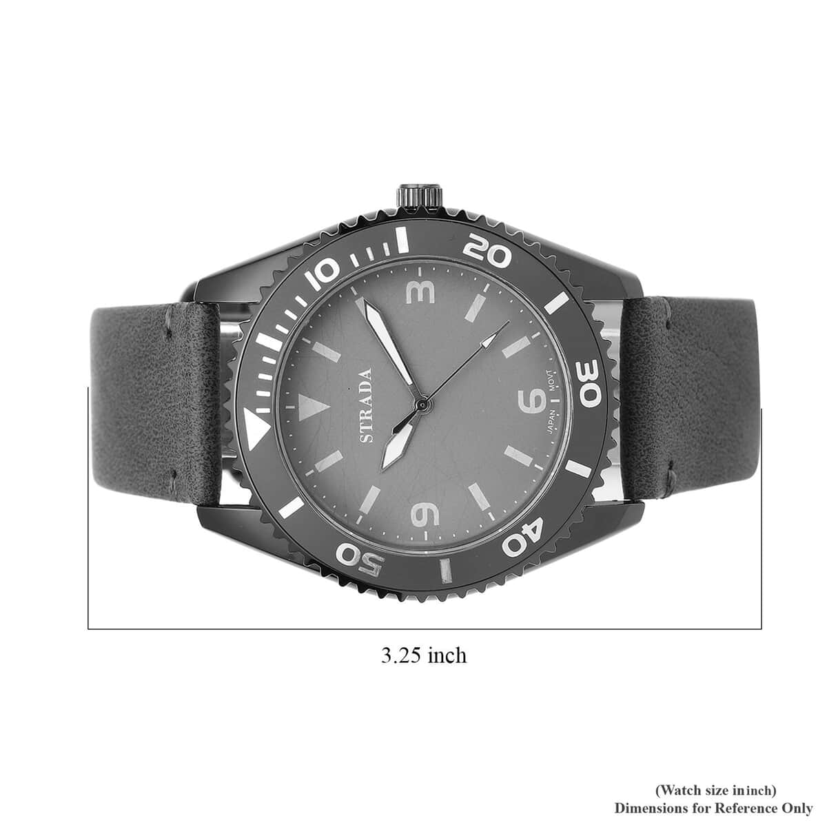 Strada Japanese Movement Watch with Dark Gray Faux Leather Strap (42mm) (8.25-9.25Inches) image number 6