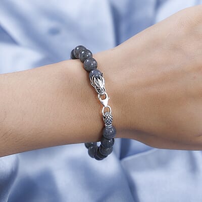 Artisan Crafted Malagasy Labradorite Beaded Bracelet in Sterling Silver (7.25 In) 82.25 ctw