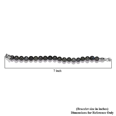 Artisan Crafted Malagasy Labradorite Beaded Bracelet in Sterling Silver (7.25 In) 82.25 ctw