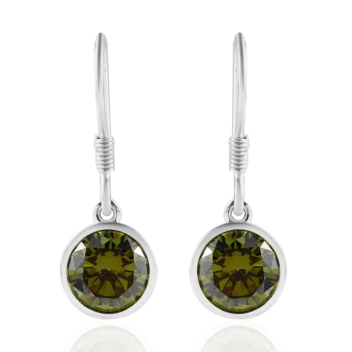 Simulated Peridot Lever Back Earrings in Sterling Silver 2.00 ctw image number 0