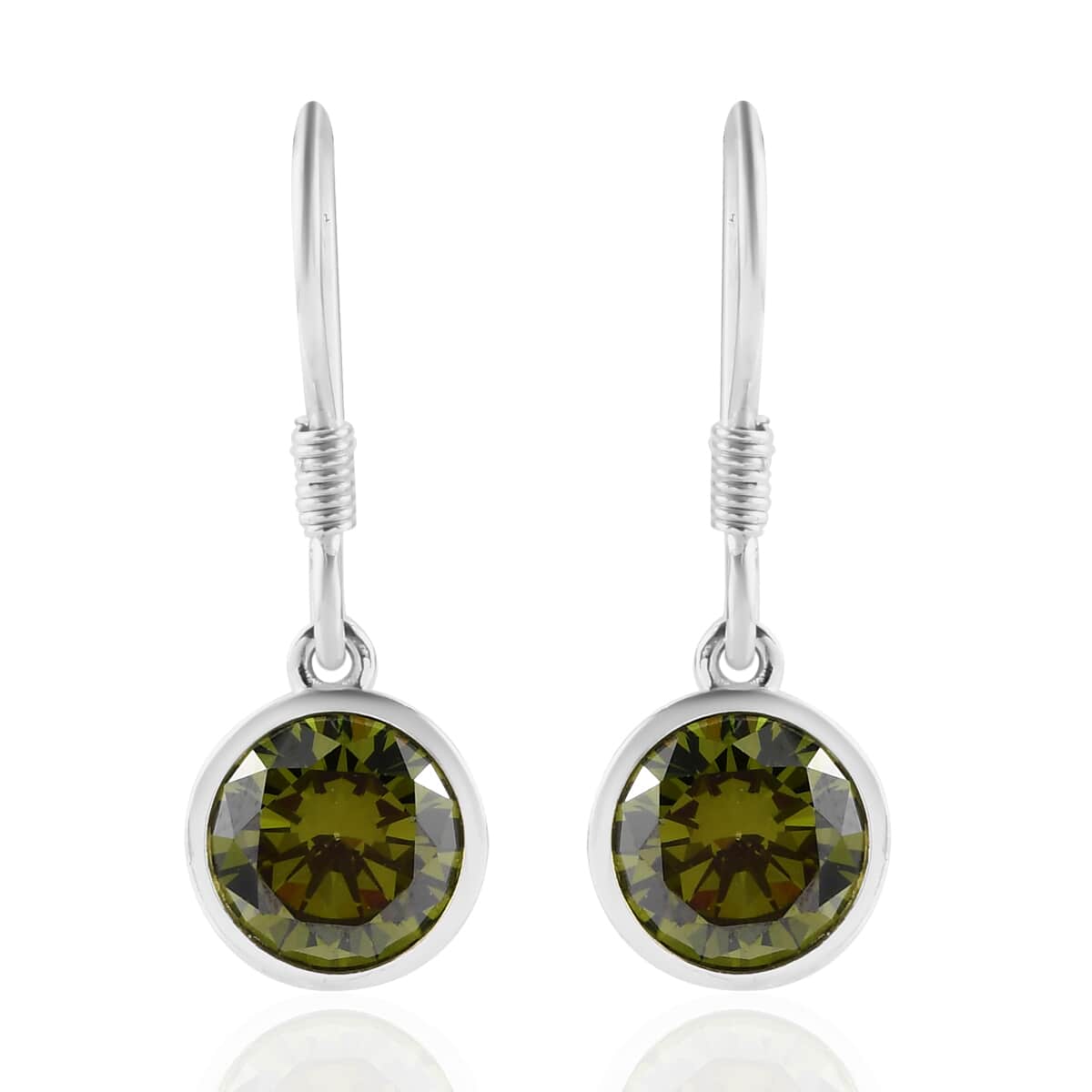Simulated Peridot Dangle Earrings in Sterling Silver 2.00 ctw image number 0