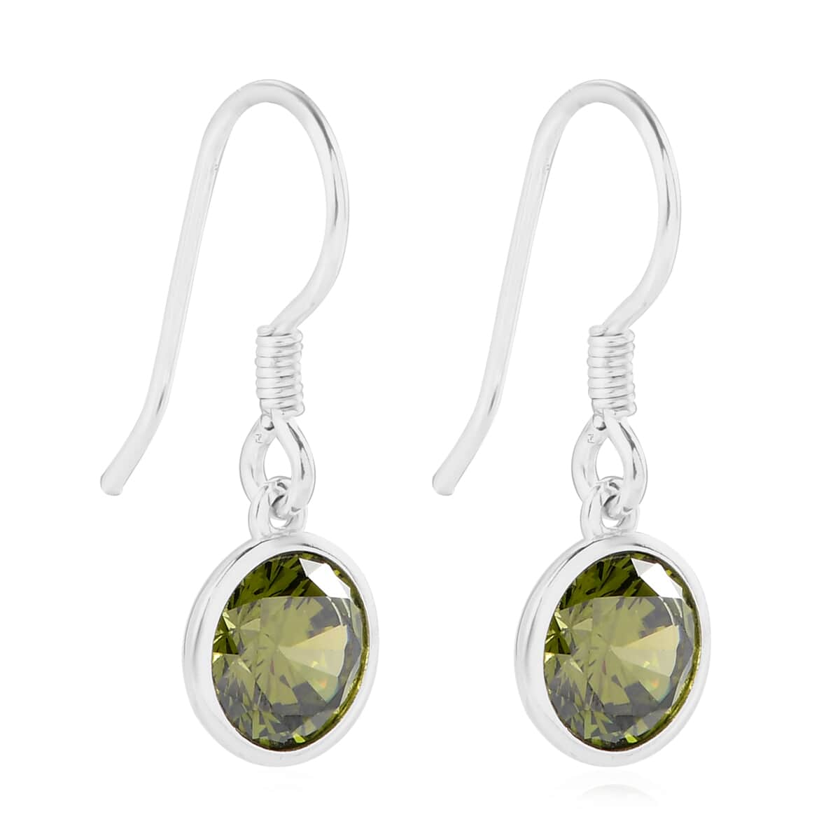 Simulated Peridot Dangle Earrings in Sterling Silver 2.00 ctw image number 3