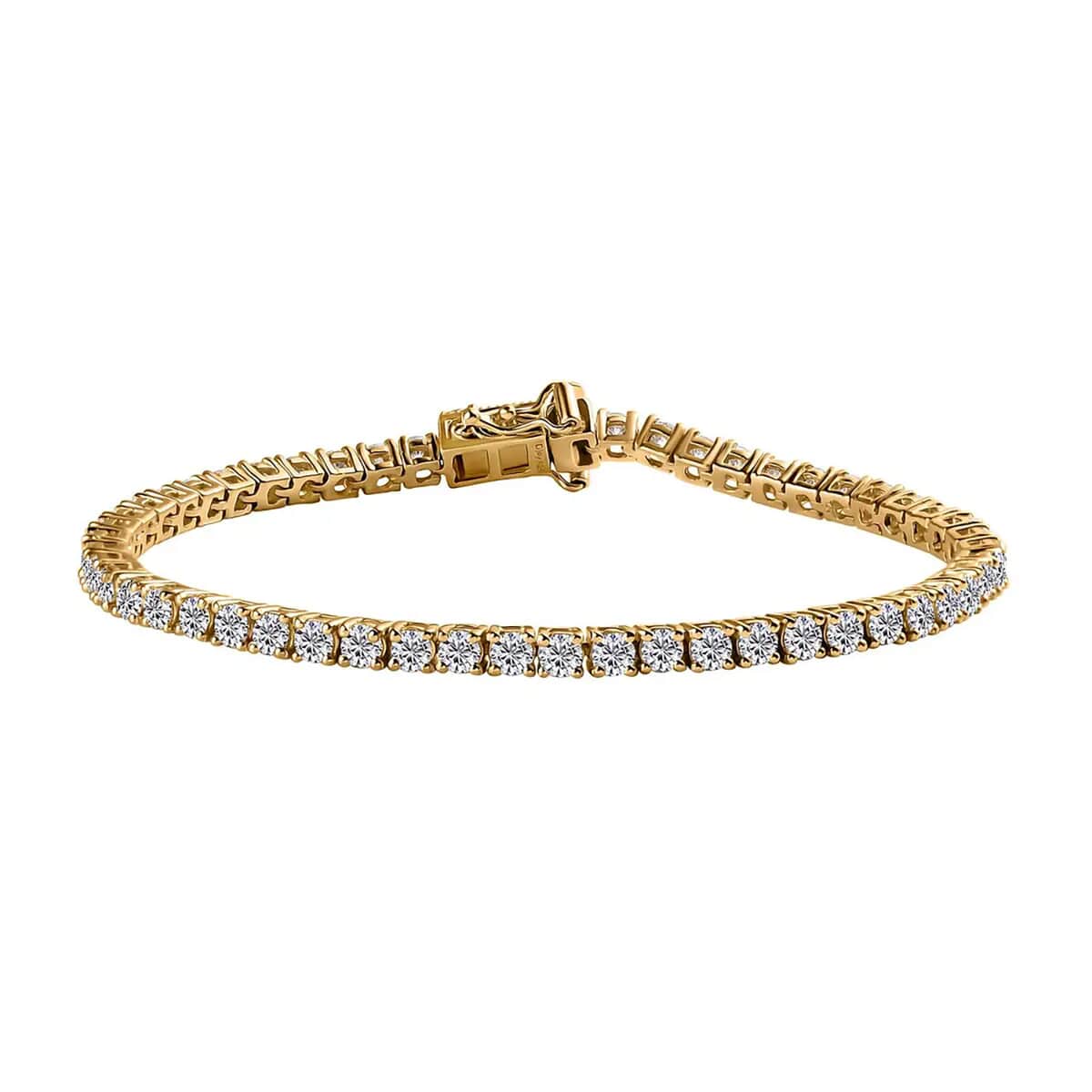 Moissanite Tennis Bracelet, Moissanite Bracelet, Line Bracelet, Vermeil Yellow Gold Over Sterling Silver Bracelet (7.25 In) 5.20 ctw image number 0