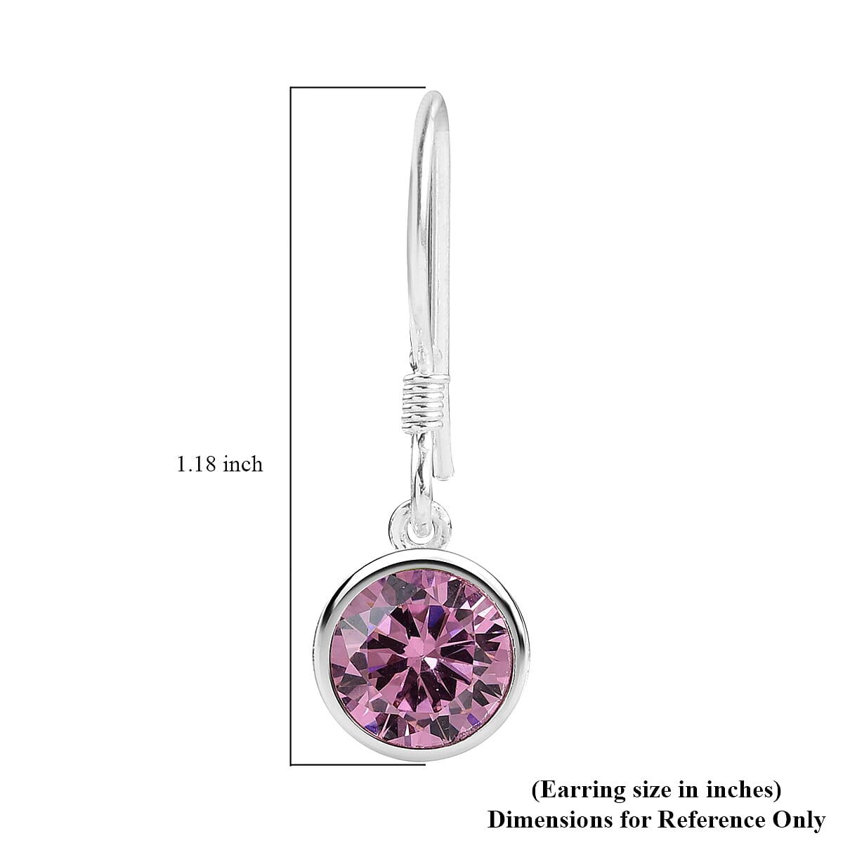 Simulated Pink Sapphire Dangle Earrings in Sterling Silver 2.00 ctw image number 5