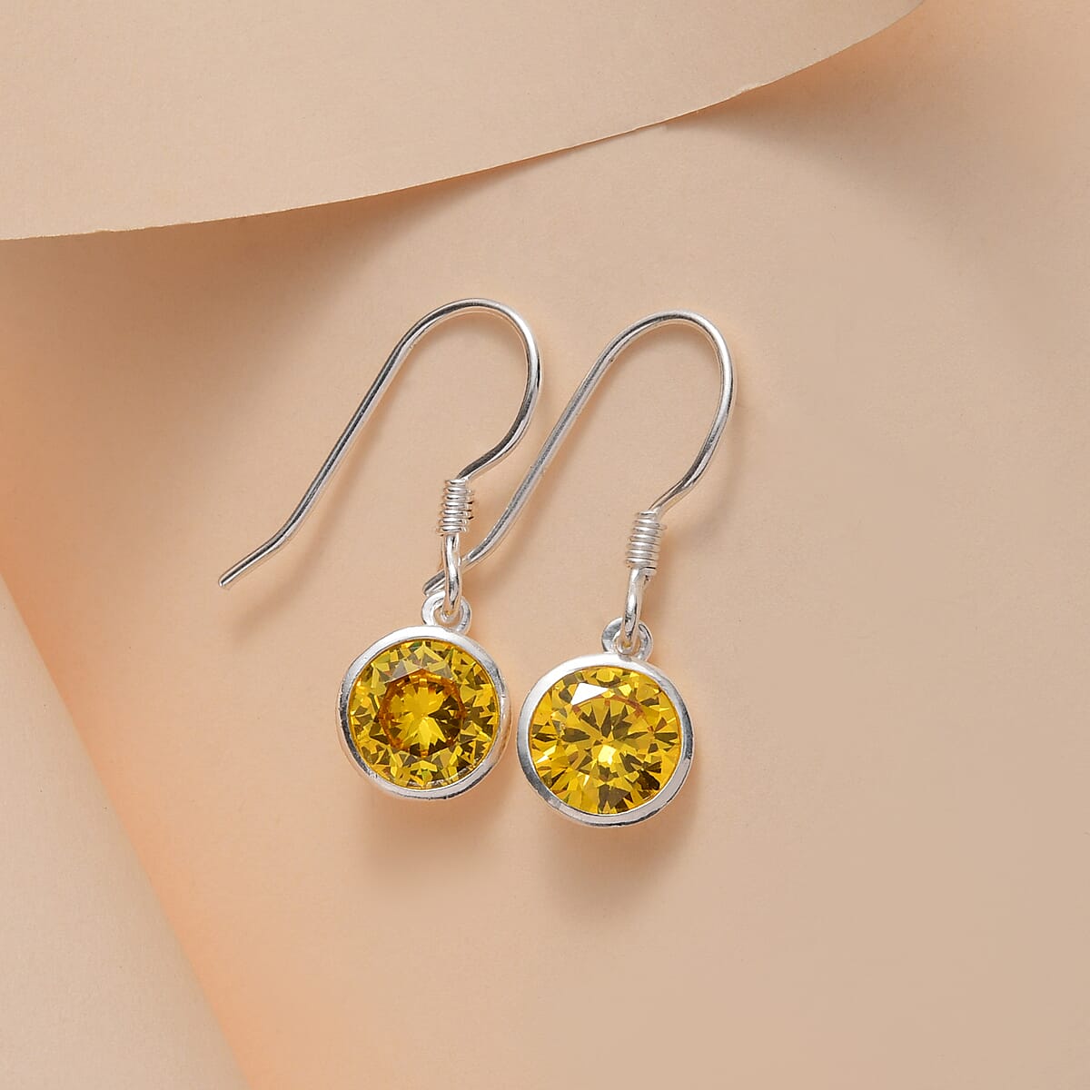 Simulated Yellow Diamond Dangle Earrings in Sterling Silver 2.00 ctw image number 1