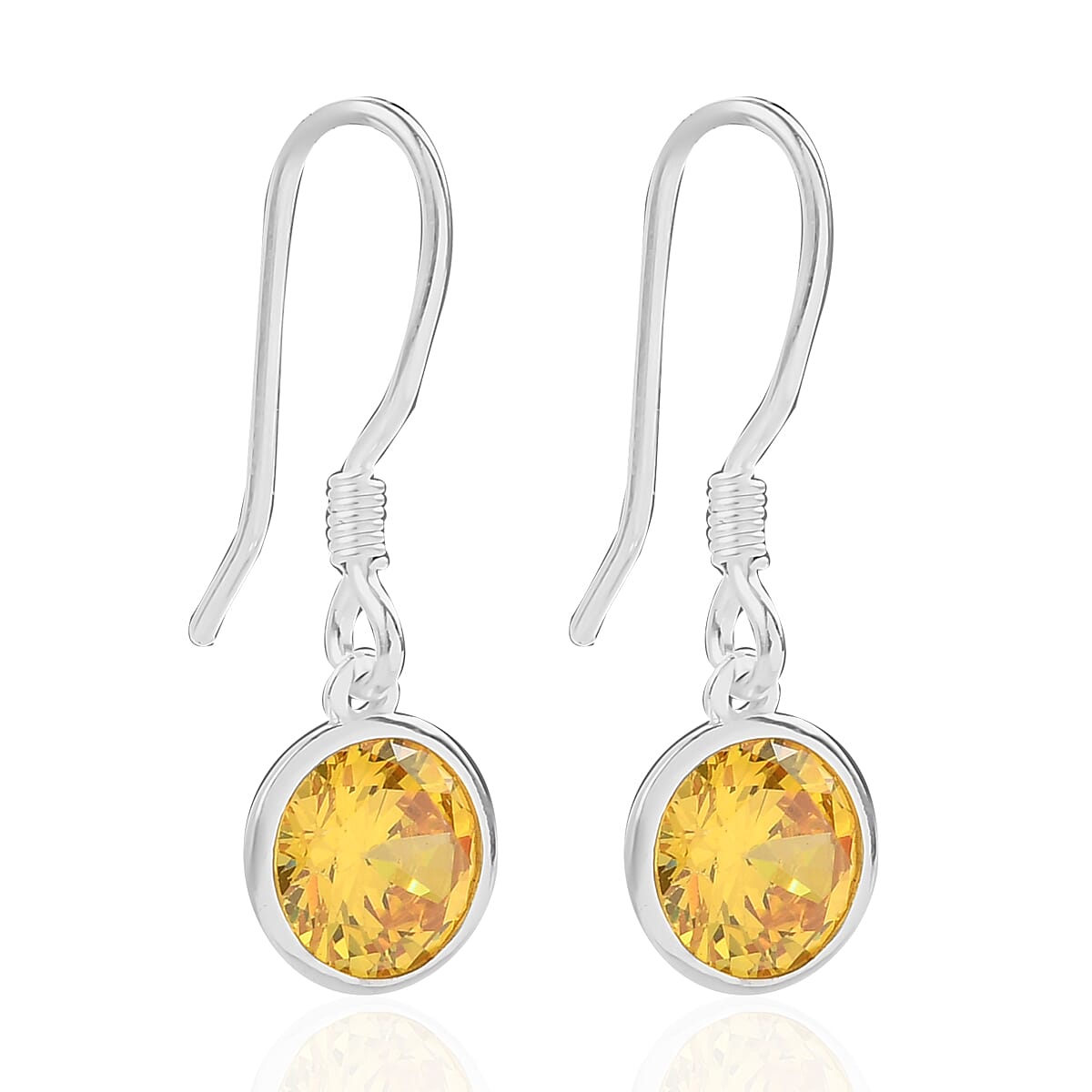 Simulated Yellow Diamond Dangle Earrings in Sterling Silver 2.00 ctw image number 3