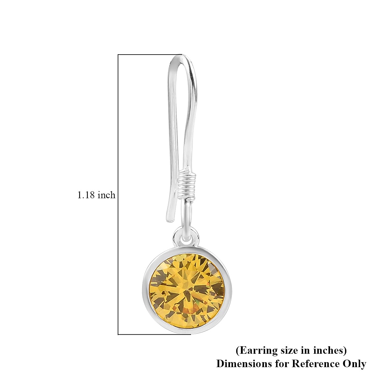 Simulated Yellow Diamond Dangle Earrings in Sterling Silver 2.00 ctw image number 4