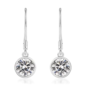 Simulated Diamond Solitaire Earrings in Sterling Silver 2.00 ctw