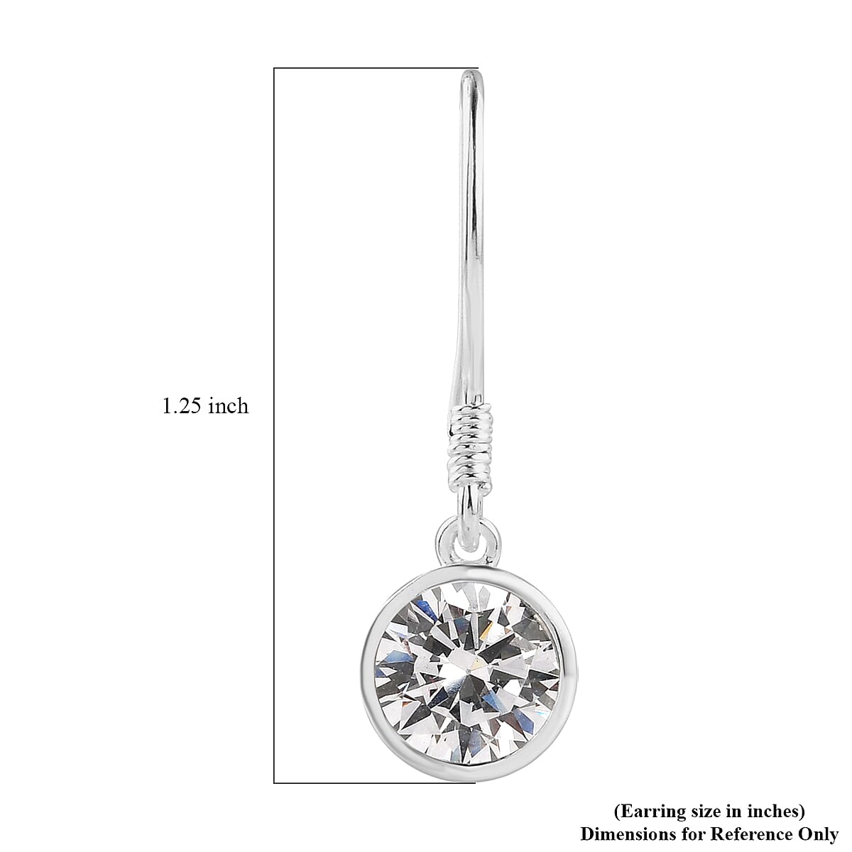 Simulated Diamond Solitaire Earrings in Sterling Silver 2.00 ctw image number 4