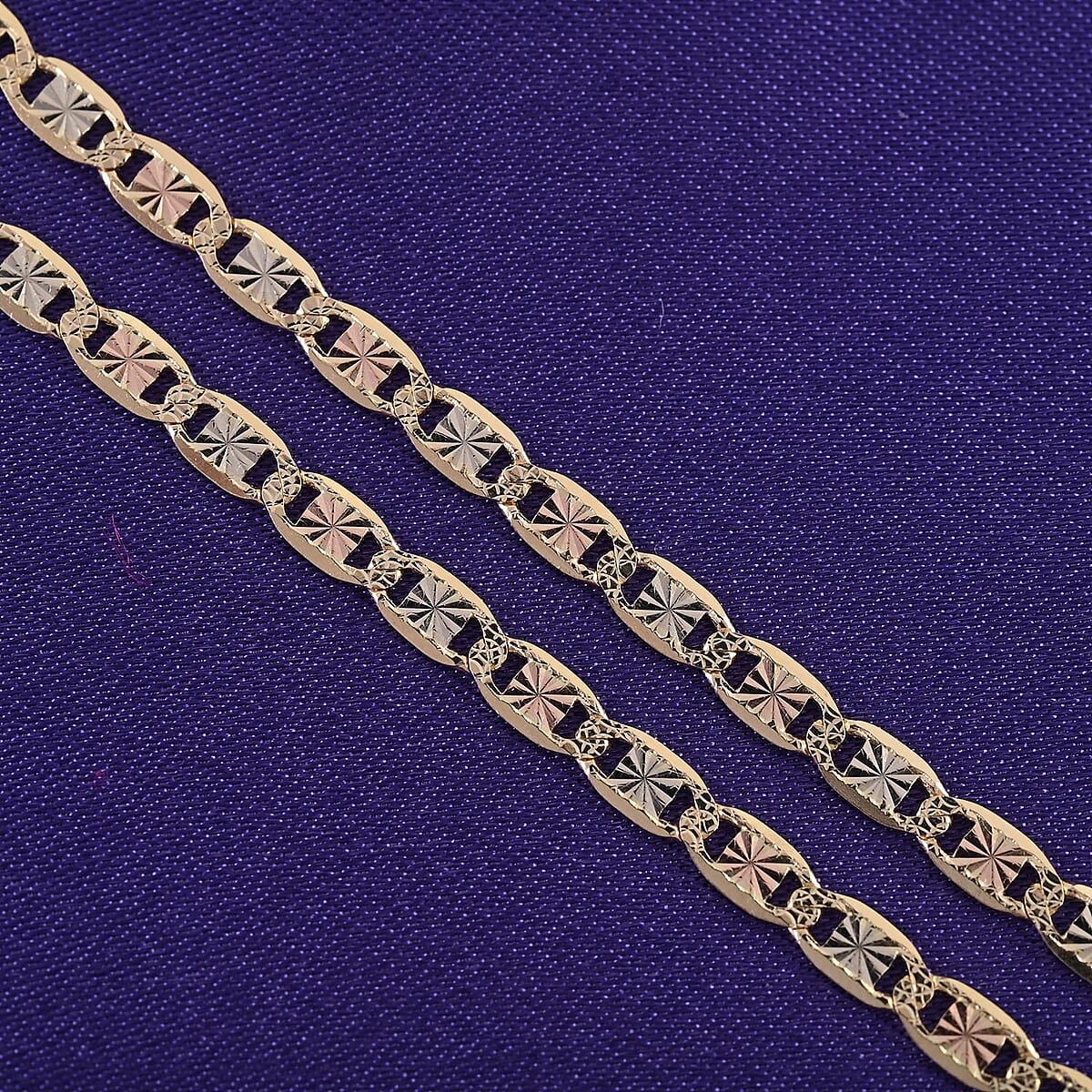 14K Tricolor Gold 2.15mm Valentino Star Diamond-Cut Necklace 18 Inches 2.80 Grams image number 1