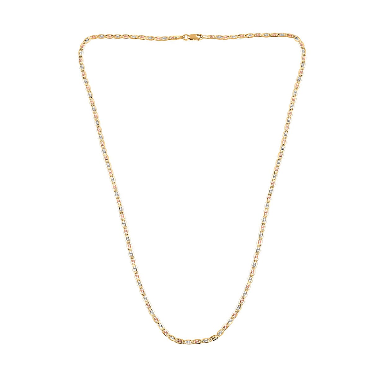 14K Tricolor Gold 2.15mm Valentino Star Diamond-Cut Necklace 18 Inches 2.80 Grams image number 4