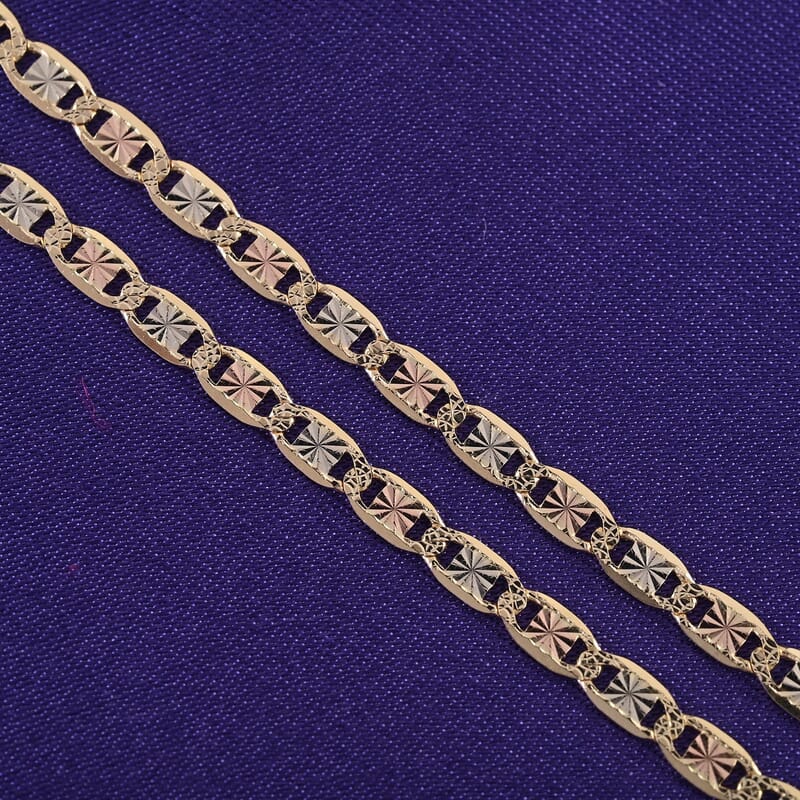 14K Yellow Gold 2.75mm Valentino Star Diamond-Cut Necklace 22 Inches 5.20 Grams
