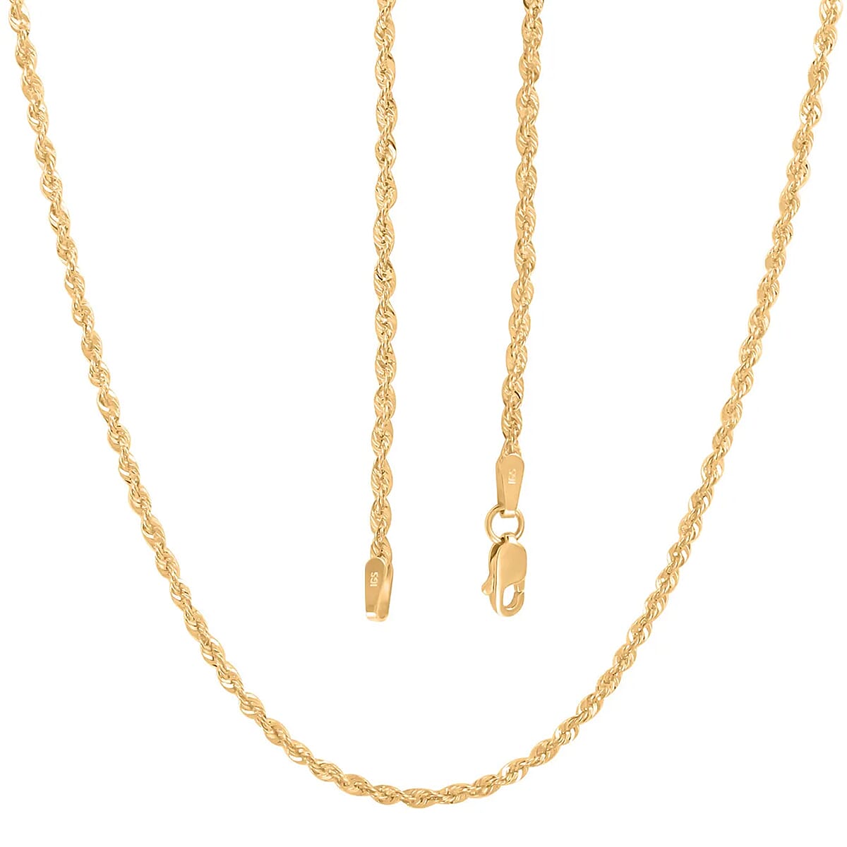 14K Yellow Gold 2mm Rope Chain Necklace 20 Inches 2.20 Grams image number 5