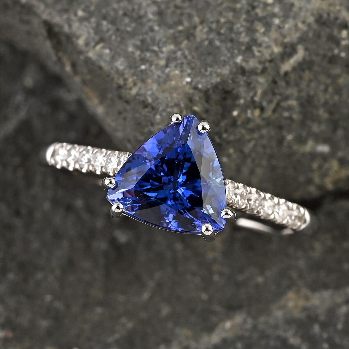 Clara Collection Certified and Appraised RHAPSODY 950 Platinum AAAA Tanzanite and E-F VS Diamond Solitaire Ring 4.50 Grams 2.10 ctw (Delivery in 15-20 Business Days) image number 1